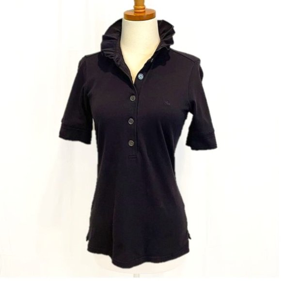 Burberry ruffle collar polo - Black knit five button - Size M - Picture 1 of 13